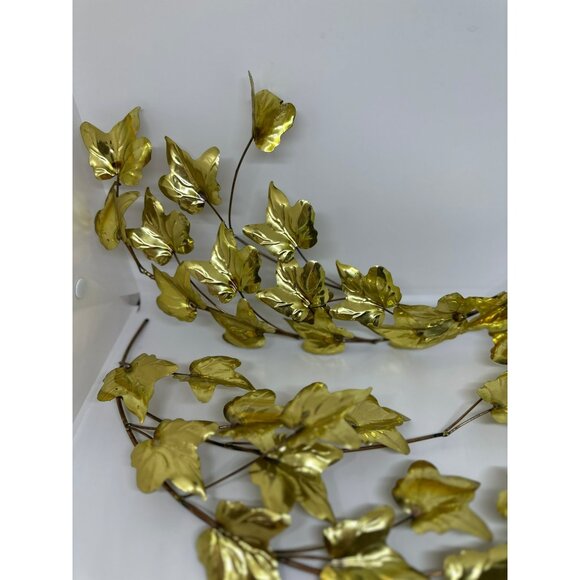 VTG HOMCO Metal Ivy Gold Tone Wall Art Decor Hanging Set of 2 Home Interiors - Picture 1 of 5